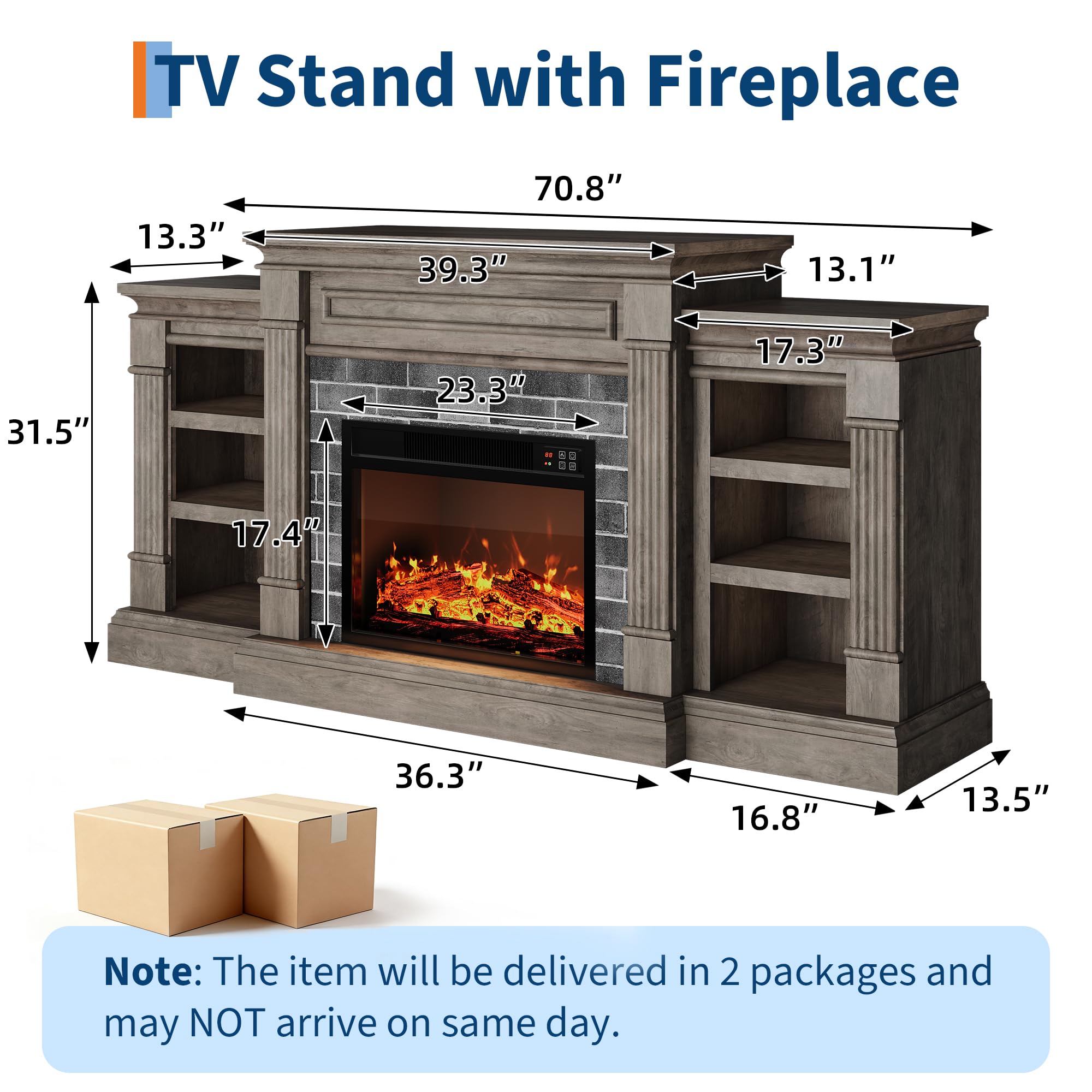 Amazon.com: GAOMON 71 Inch Fireplace TV Stand, Wooden